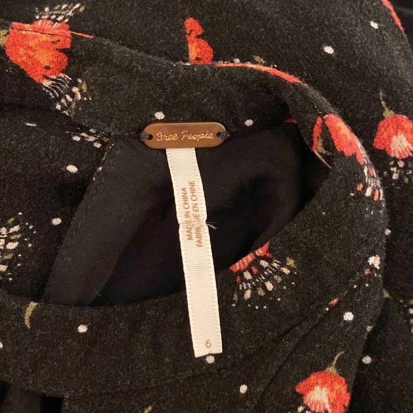 Free People Floral Keyhole Neck Bell Sleeve Pleated Mini Dress - Picture 7 of 8